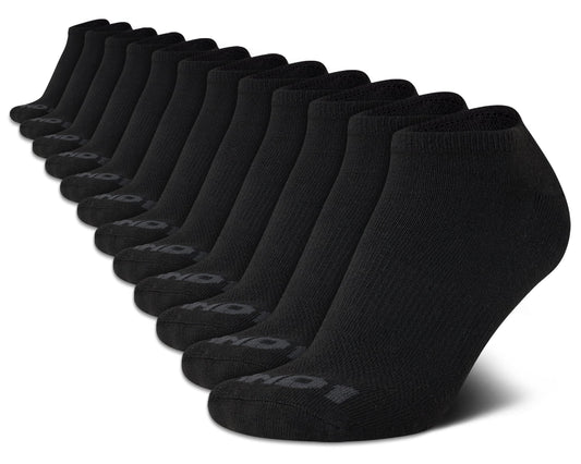 AND1 Men's Low Cut Socks - 12 Pack Performance Stretch Athletic Compression Socks for Men - Sports No Show Socks (6-12.5), Size 6-12.5, Black
