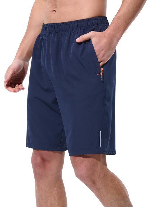 UIQUR Mens Athletic Shorts Running Shorts Quick Dry Workout Shorts 7"/ 9" Lightweight Gym Basketball Shorts Zipper Pockets Navy Blue L