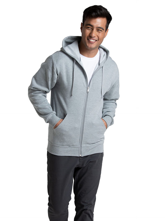 Fruit of the Loom Men's Eversoft Fleece Sweatshirts & Hoodies, Moisture Wicking & Breathable, Sizes S-4X, Full Zip-Grey Heather, X-Large