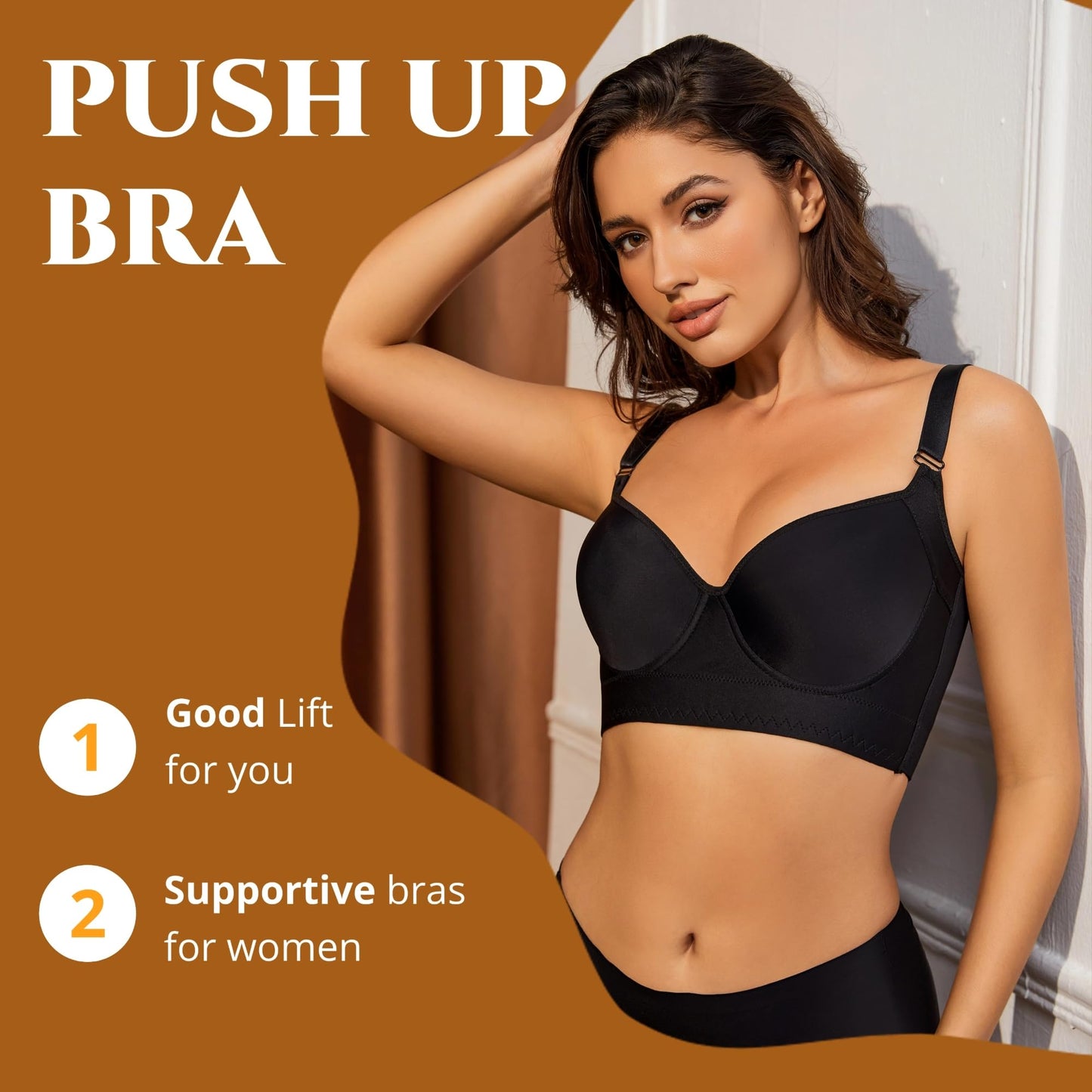 YJSPBL Back Smoothing Push Up Bra Shapely Bras for Women（Black,40D