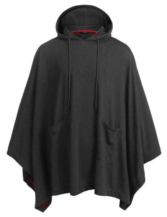 COOFANDY Unisex Casual Hooded Cloak Poncho Cape Coat With Pocket,Dark Grey,X-Large