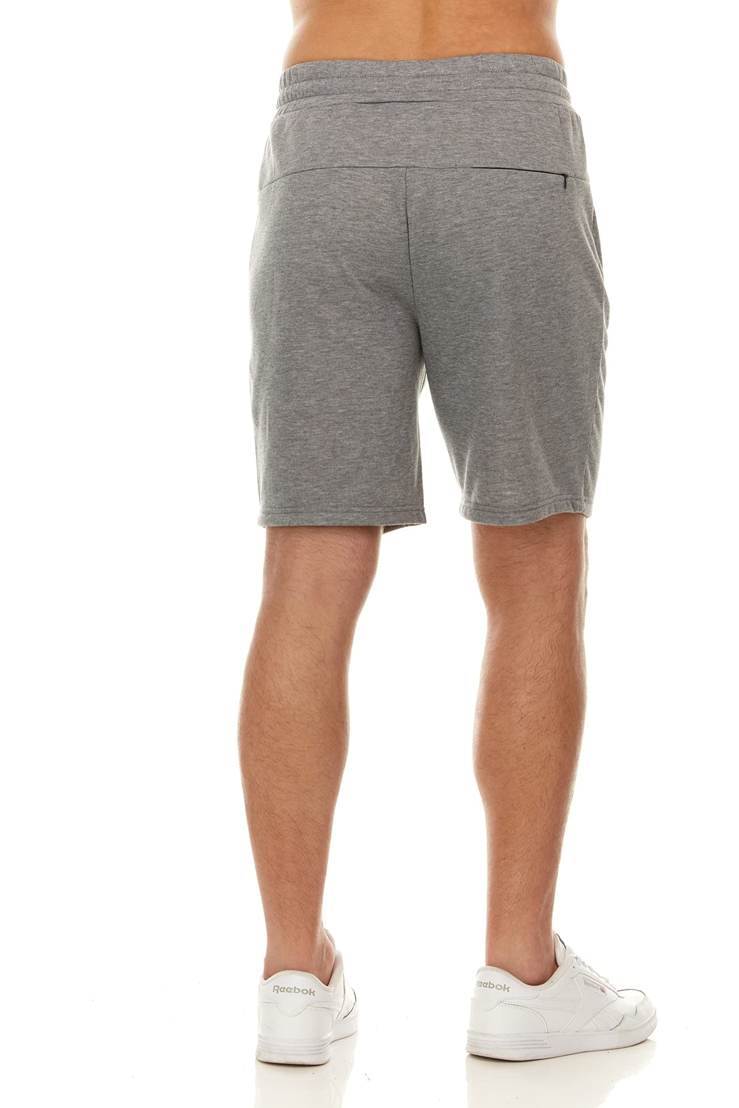 PURE CHAMP Mens Shorts French Terry 3 Pack Gym Shorts for Men Athletic Workout Training Shorts with Zipper Pocket and Drawstring Size XS-3XL (Group E, Large)