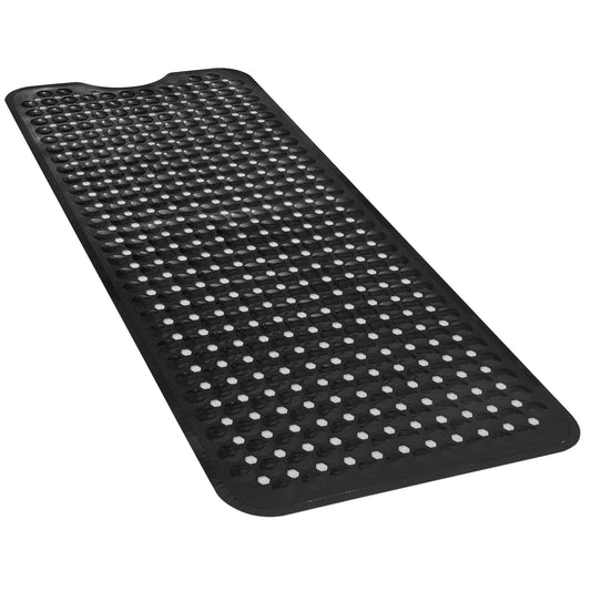 RongFa Bathtub and Shower Mats, Extra Long Non Slip Bath Mat, Bath Tub Mat with Suction Cups & Drain Holes for Bathroom，Machine Washable Bathroom Mats (Black)