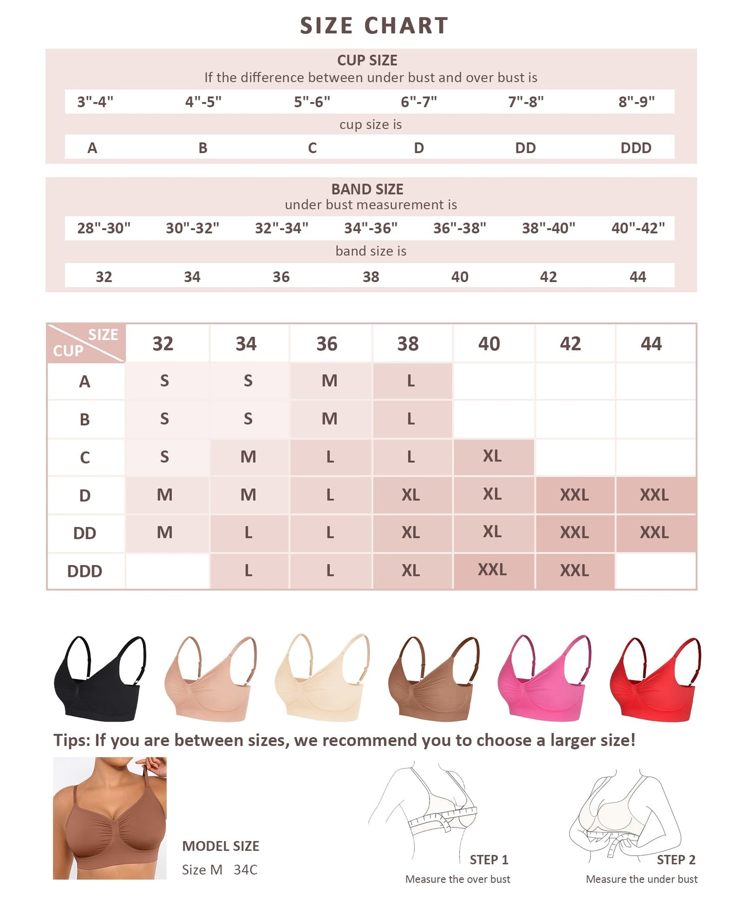 FeelinGirl Bras for Women No Underwire Push Up Full Coverage Wireless Comfortable Bralettes Pink Large