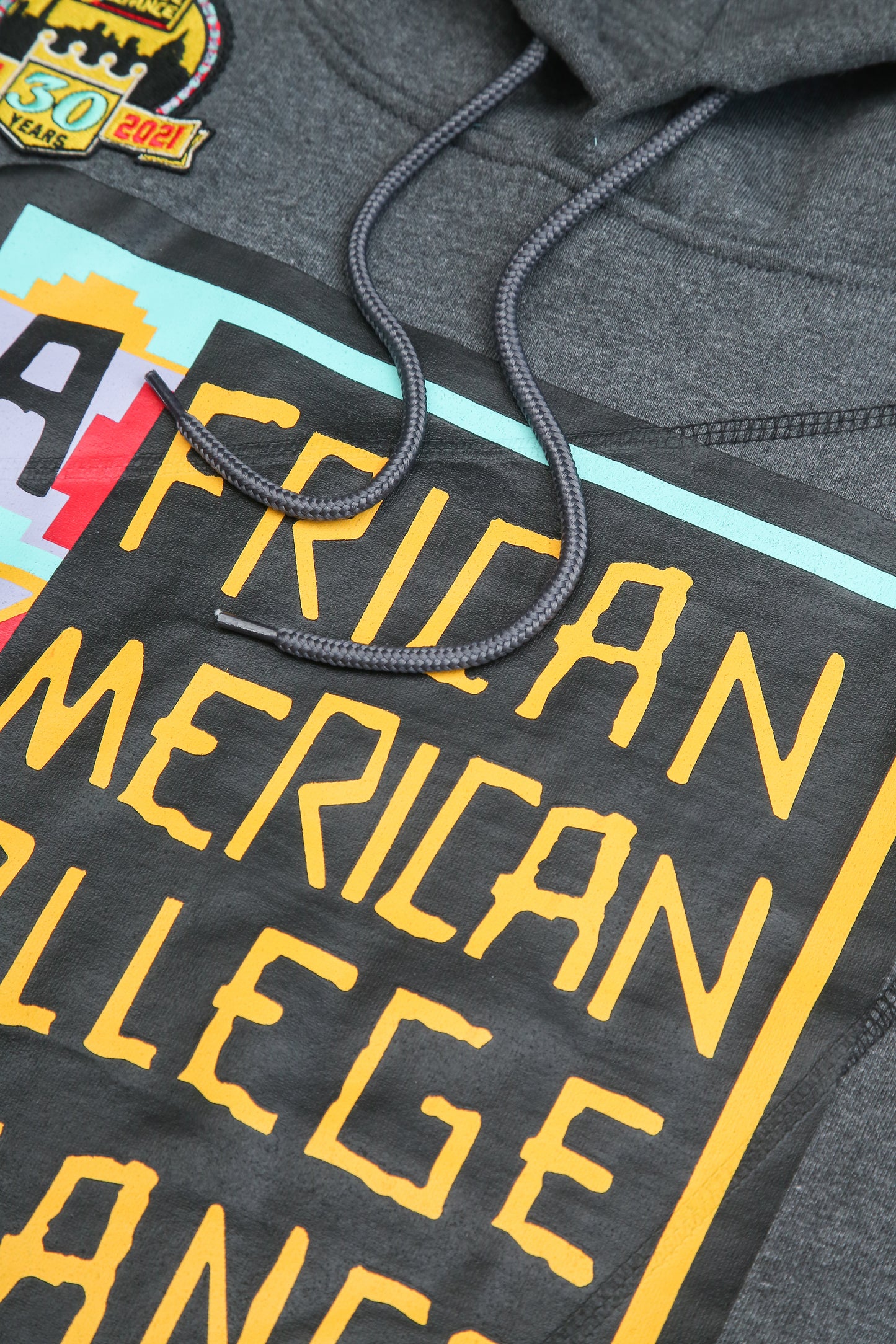 30th Anniversary AACA Frankenstein Stitched Hoodie Charcoal/Black - African American College Alliance