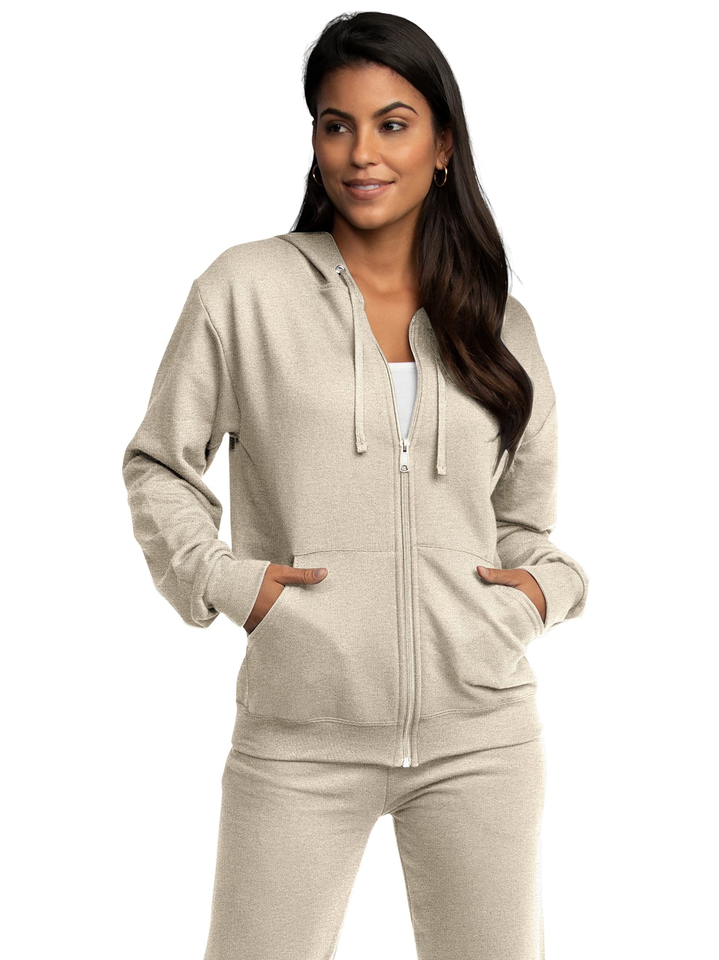 Fruit of the Loom Eversoft Fleece Hoodies, Pullover, Moisture Wicking & Breathable, Sizes S-4x, Khaki Heather Full Zip, X-Large