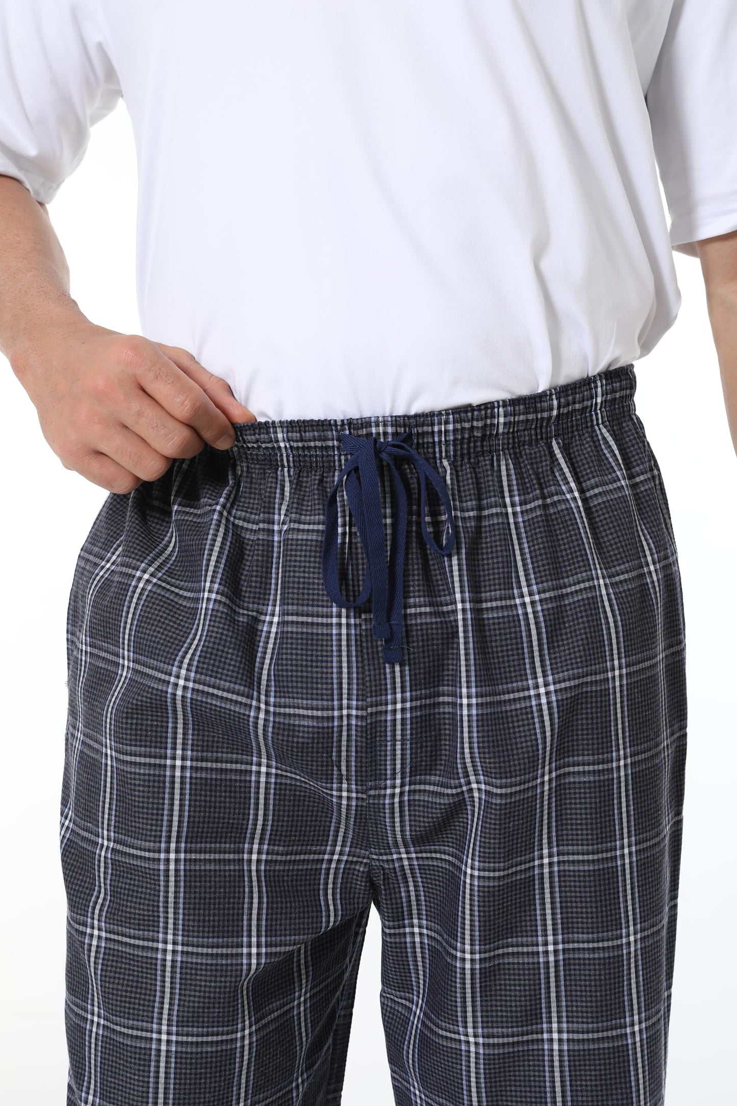 Jveyvth Mens Pajama Pants 100% Cotton Plaid Sleep & Lounge Pants, PJ Bottoms with Pockets and Button Fly