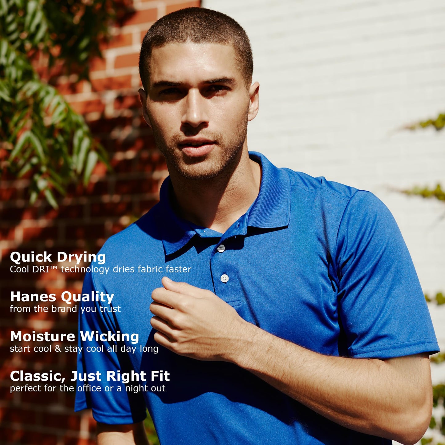 Hanes mens Hanes Sport Men's Cool Dri Men's Performance polo shirts, Deep Red, Large US, O4800