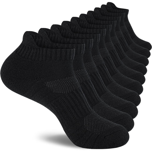 Mens 100% Cotton Ankel Socks, Athletic Cushioned Performance Running Moisture Wicking Breathable socks