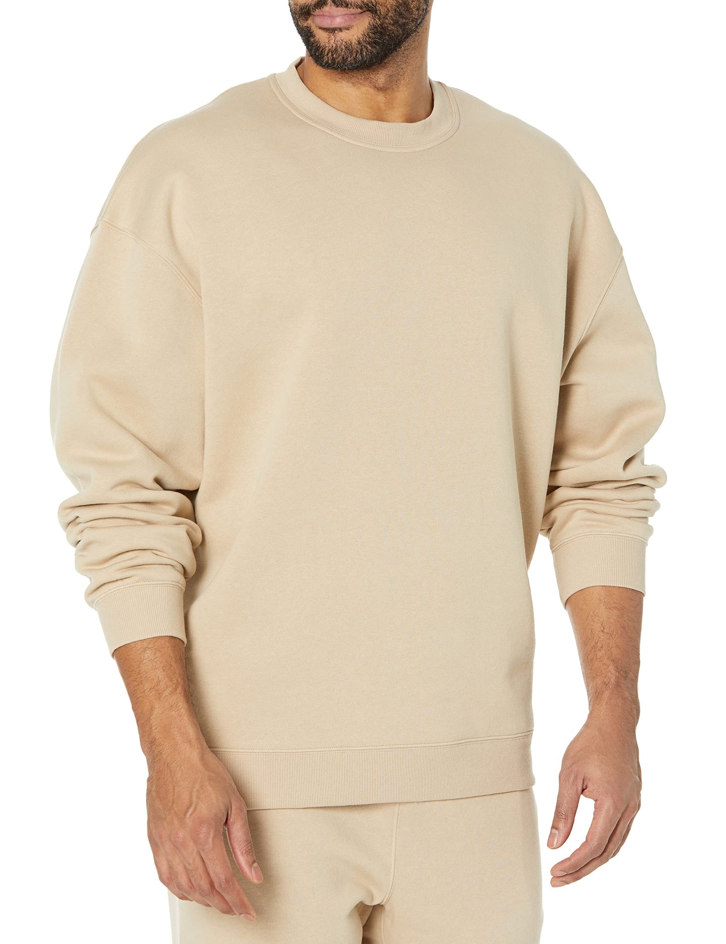 Amazon Essentials Men's Oversized-Fit Crewneck Sweatshirt (Available in Big & Tall), Tan, X-Small