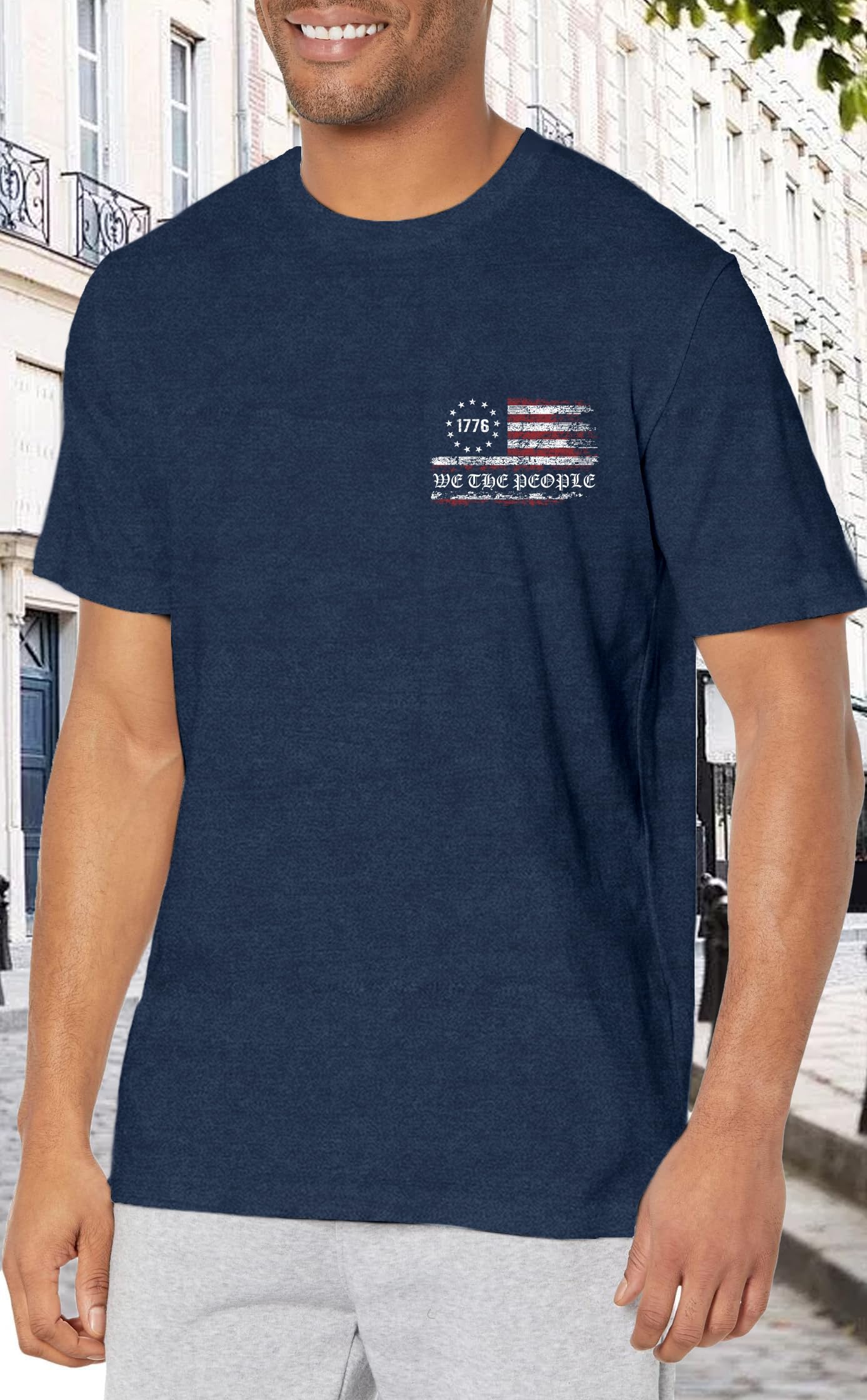 Ascrazy Mens American Flag Shirt 4th of July T-Shirt USA Flag 1776 Patriotic Tee Memorial Day Tops