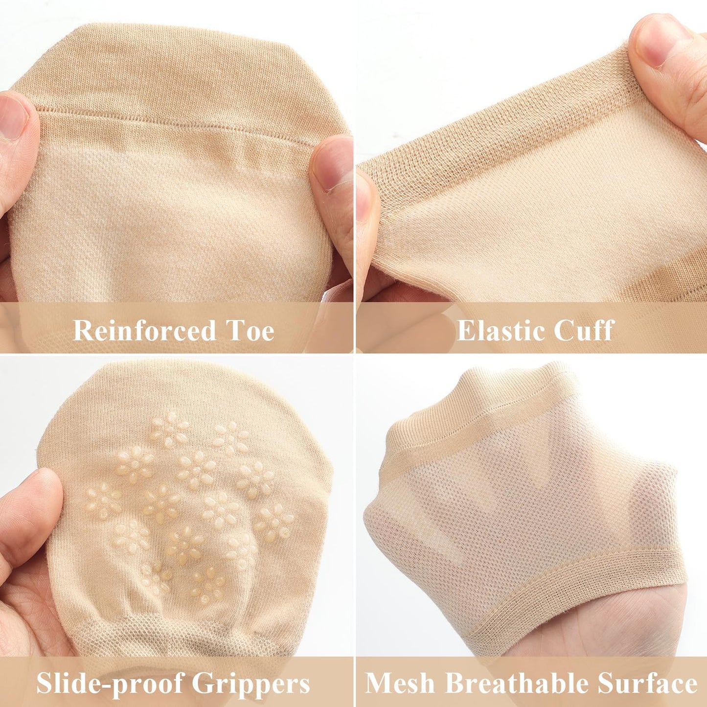 Women's Toe Socks for Mules, Half Socks for Women Toe Toppers Liner No Show Toe Covers 6 Pairs