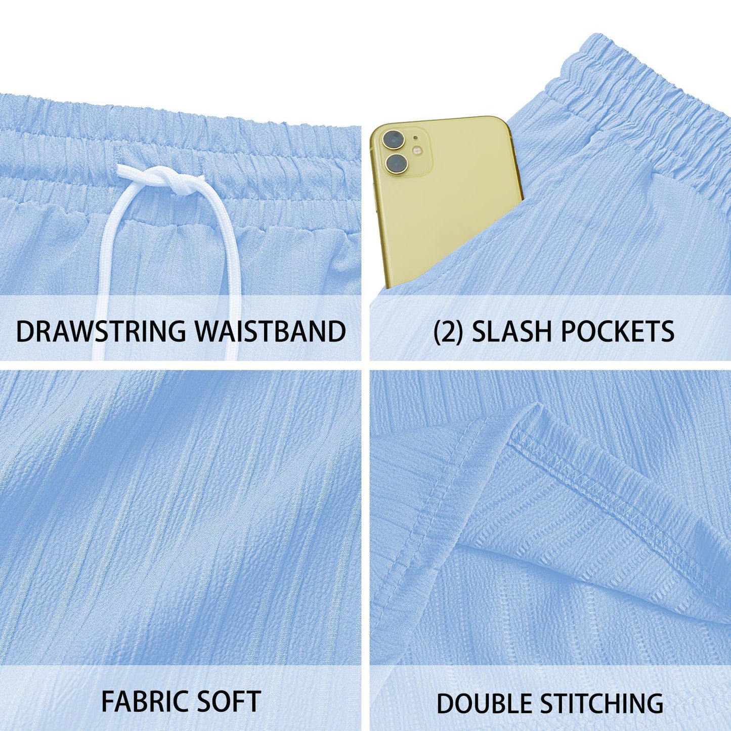 ROOMLINE Brown 2XL Mens Linen Shorts Flat Front Casual Elastic Waist Drawstring Summer Beach Vacation Shorts with Pocket(9Inch)