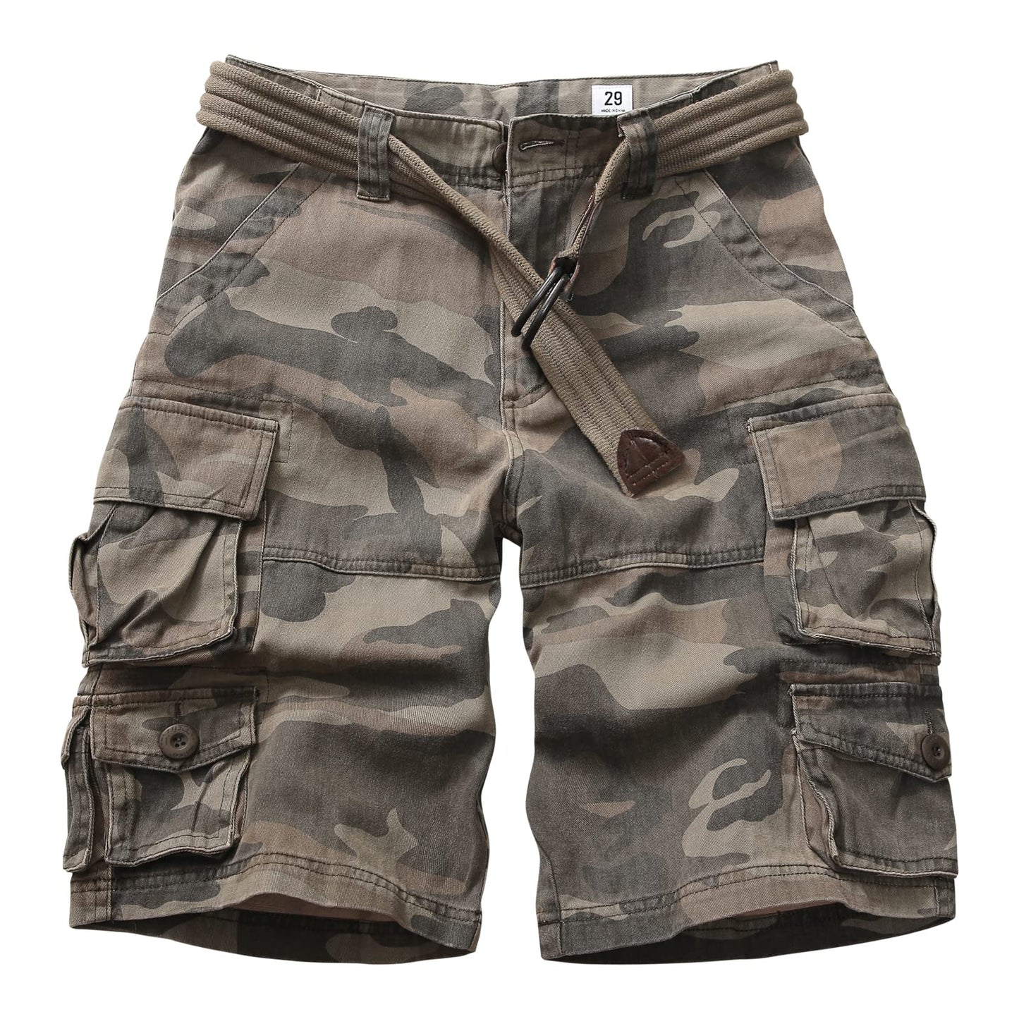 GSGGIG Cargo Short for Men Relaxed Fit Camo Outdoor Hiking Work Cotton Casual Shorts with 9 Pockets No Belt DK001 Deep Camo 38