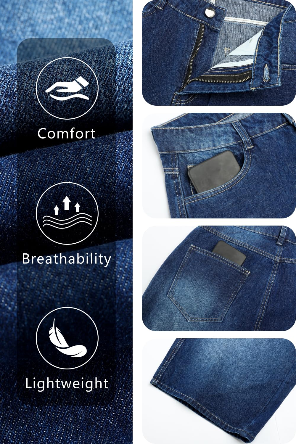 GINGTTO Mens Baggy Denim Shorts Casual Loose Fit Blue Jean Shorts Long Cut Off Hip Hop Cropped Jorts Men 32