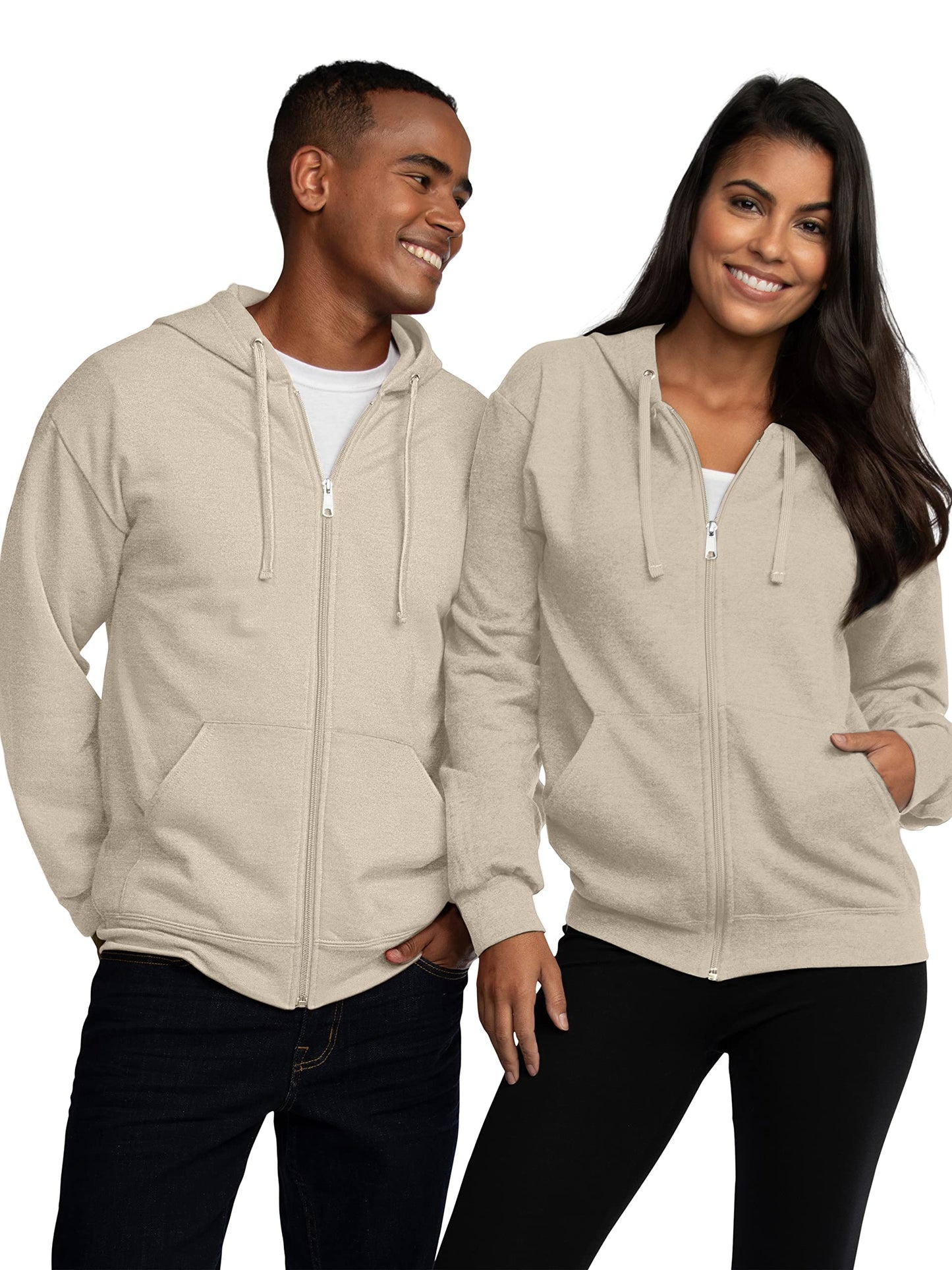 Fruit of the Loom Eversoft Fleece Hoodies, Pullover, Moisture Wicking & Breathable, Sizes S-4x, Khaki Heather Full Zip, X-Large