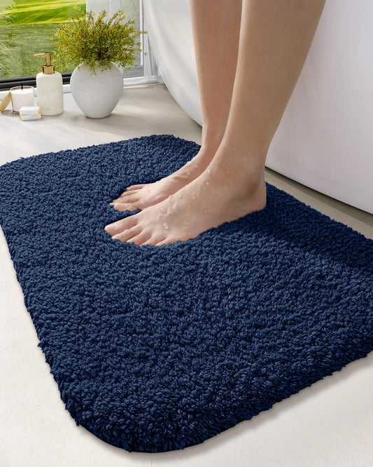 DEXI Bathroom Rug Mat, Extra Soft and Absorbent Bath Rugs, Washable Non-Slip Carpet Mat for Bathroom Floor, Tub, Shower Room, 43"x24", Navy