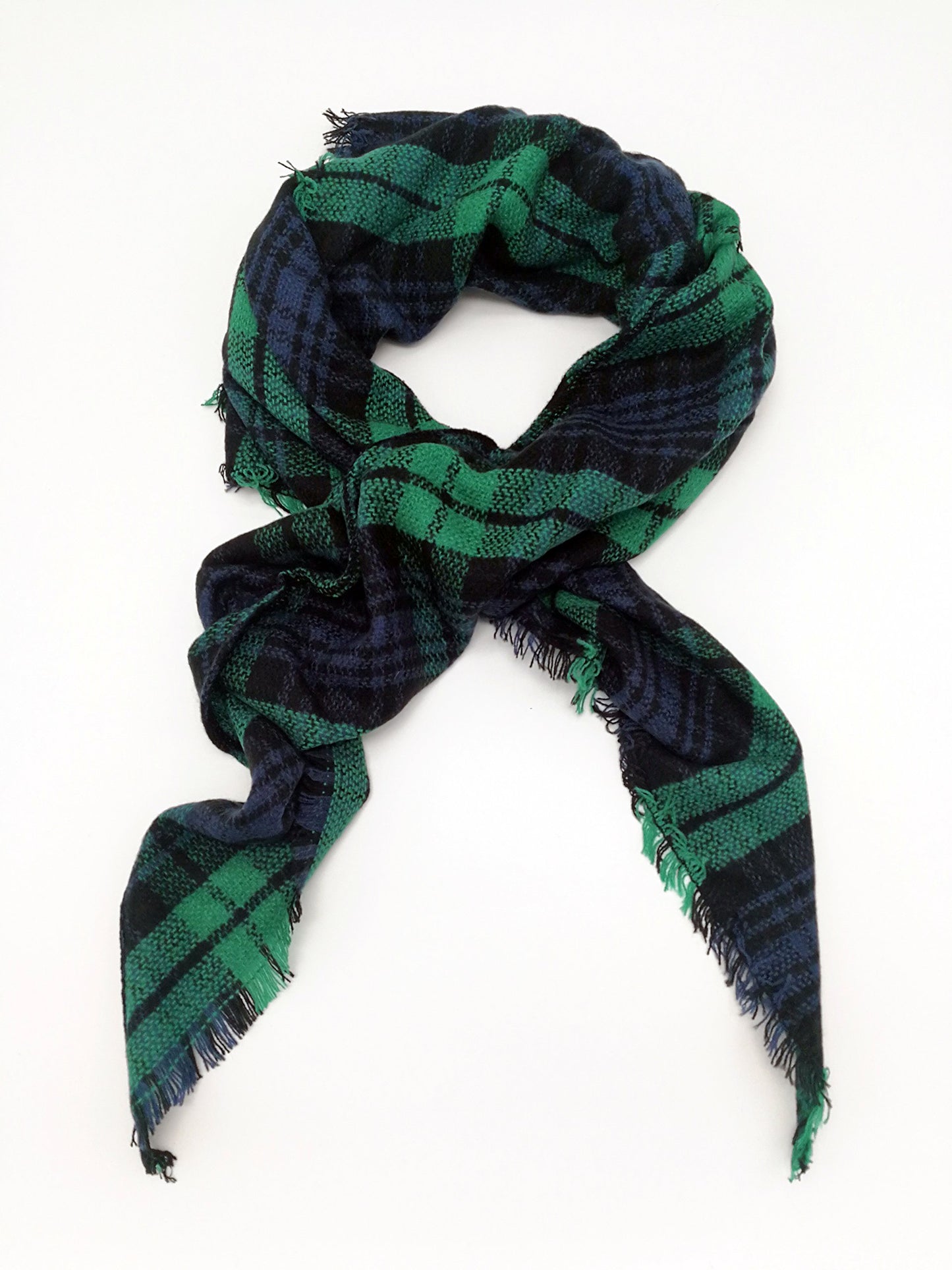 Wander Agio Womens Warm Scarf Triangle Shawls Large Scarves Stripe Plaid Fichu Dark Green Colour 3