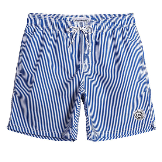 maamgic Mens Swim Trunks Quick Dry Swim Shorts with Mesh Lining Funny Swimwear Bathing Suits 7inch Blue Striped Medium