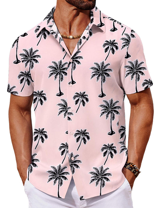 COOFANDY Mens Hawaiian Shirt Short Sleeve Floral Button Down Shirts Summer Tropical Beach Shirts