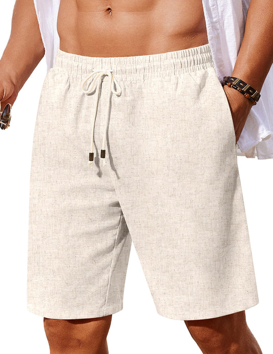 COOFANDY Men Linen Shorts Casual Drawstring Shorts Lightweight Summer Beach Short for Lounge Vacation Travel