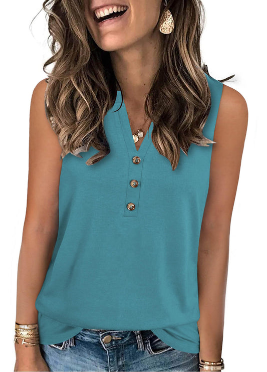 Womens Summer Tank Top 2025 Sleeveless Tank Tops V Neck Business Beach Vacation Tops Cute Trendy Shirts Blue Green