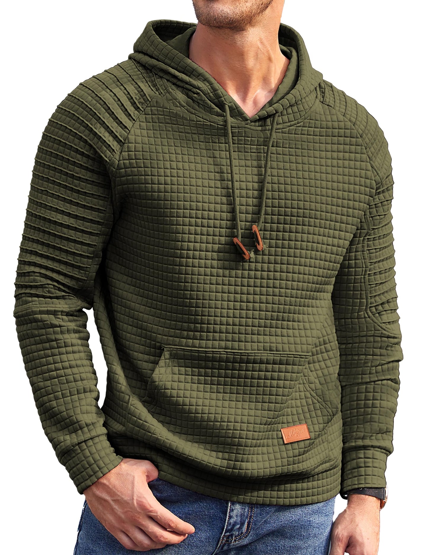 COOFANDY Men's Sport Hoodie Heavyweight Gym Athletic Sweatshirt Fashion Pullover Hooded With Pocket, Army Green, Small