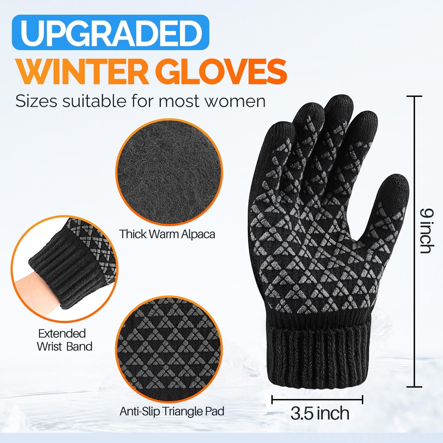 Daisiki Winter Gloves for Women Warm Cozy Gloves for Cold Weather Lined with Thick Alpaca Fleece with Upgraded Touchscreen Fingers for Running Hiking Skiing Essential Accessories for Winter