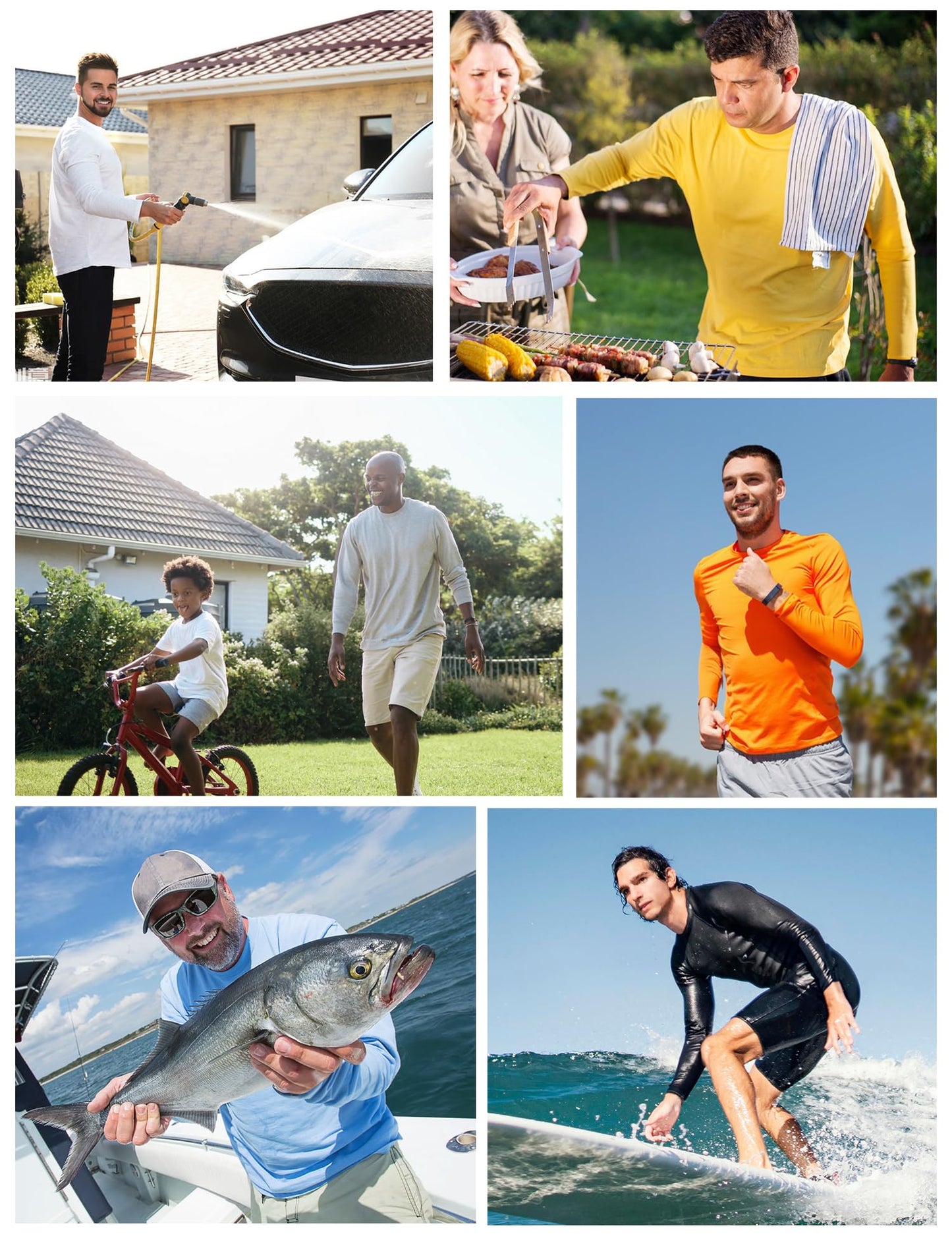 Rash Guard for Men Swim Shirt Quick Dry Fishing Shirts for Men UPF 50+ Long Sleeve UV Sun Protection Beach Shirts Sky Blue