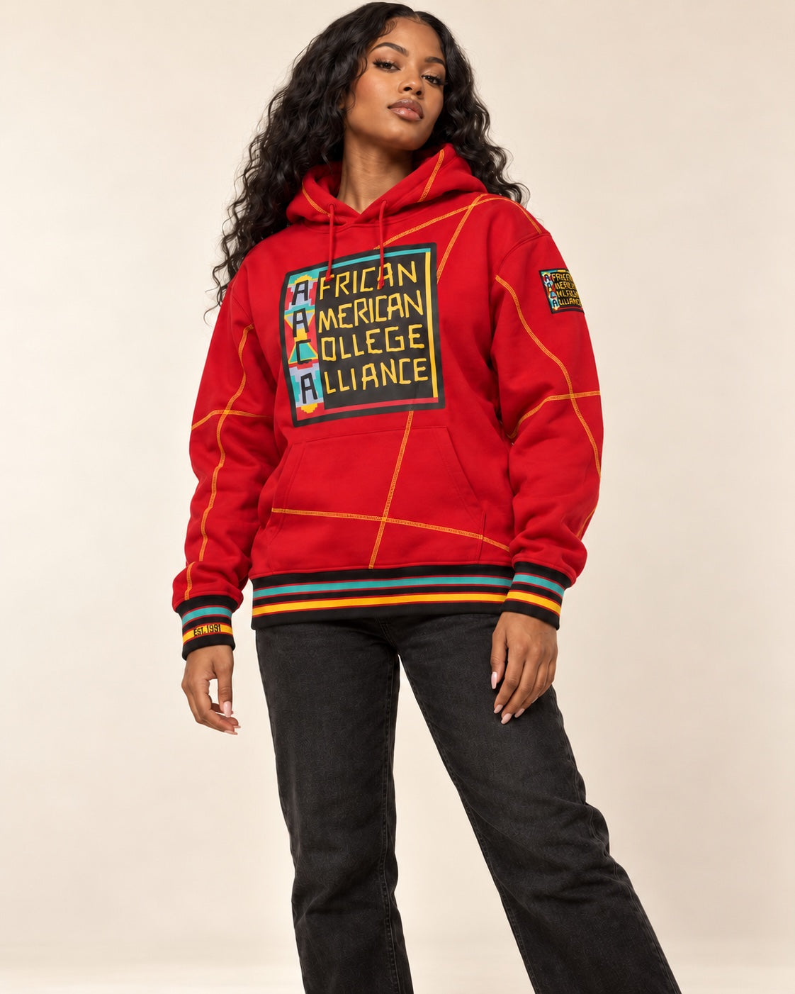 AACA Original 92 Frankenstein Stitched Hoodie Red/Gold