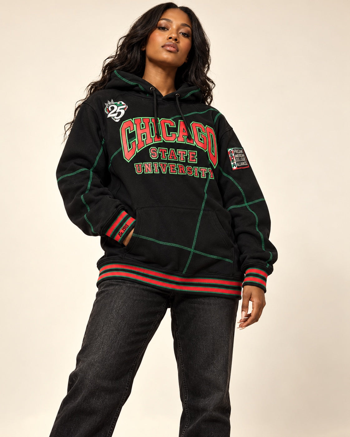 FTP Chicago State University AACA Original 92 Frankenstein Stitched Hoodie Black/Kelly Green