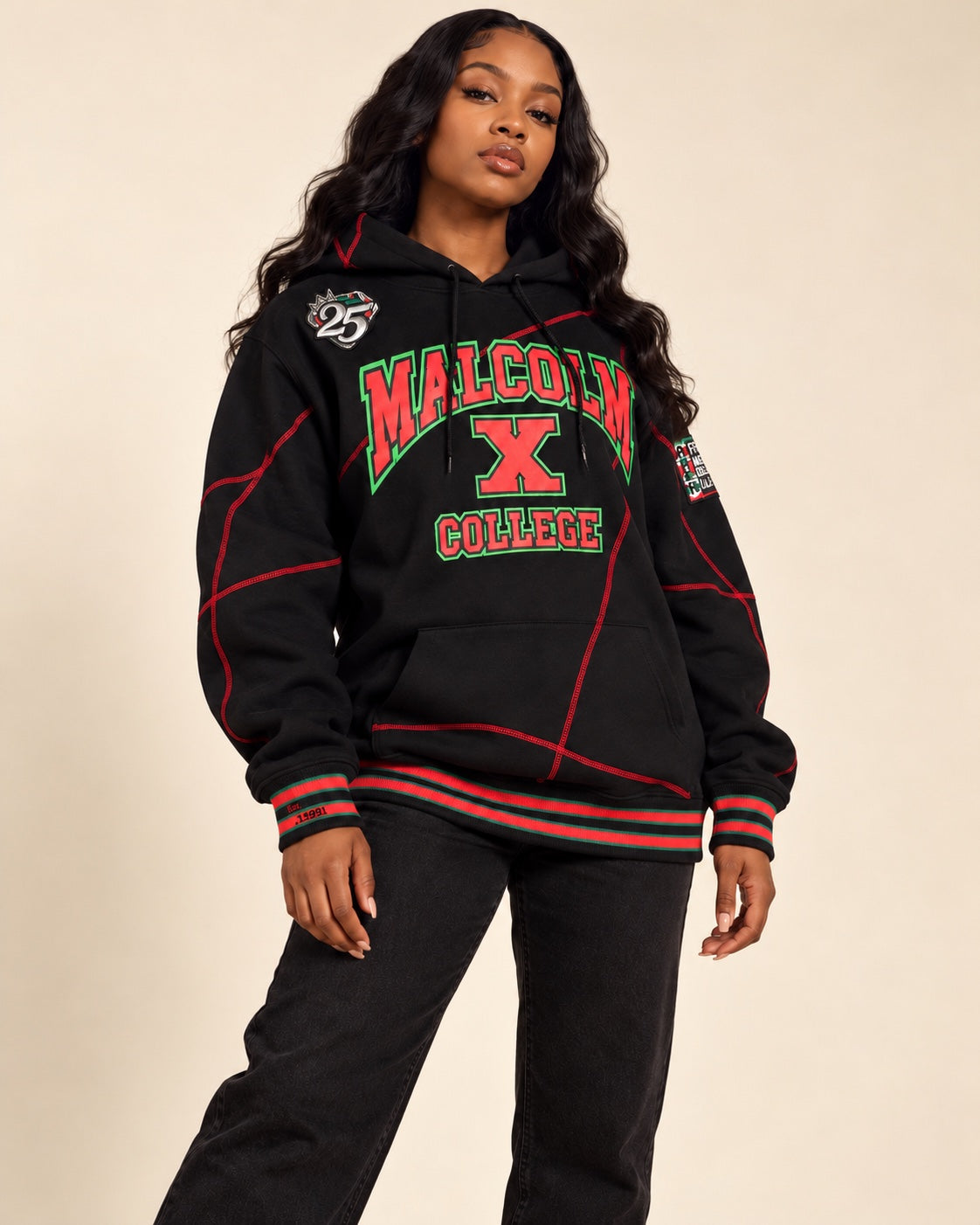 FTP Malcolm X College Frankenstein 92 Stitch Hoodie Black/ Red