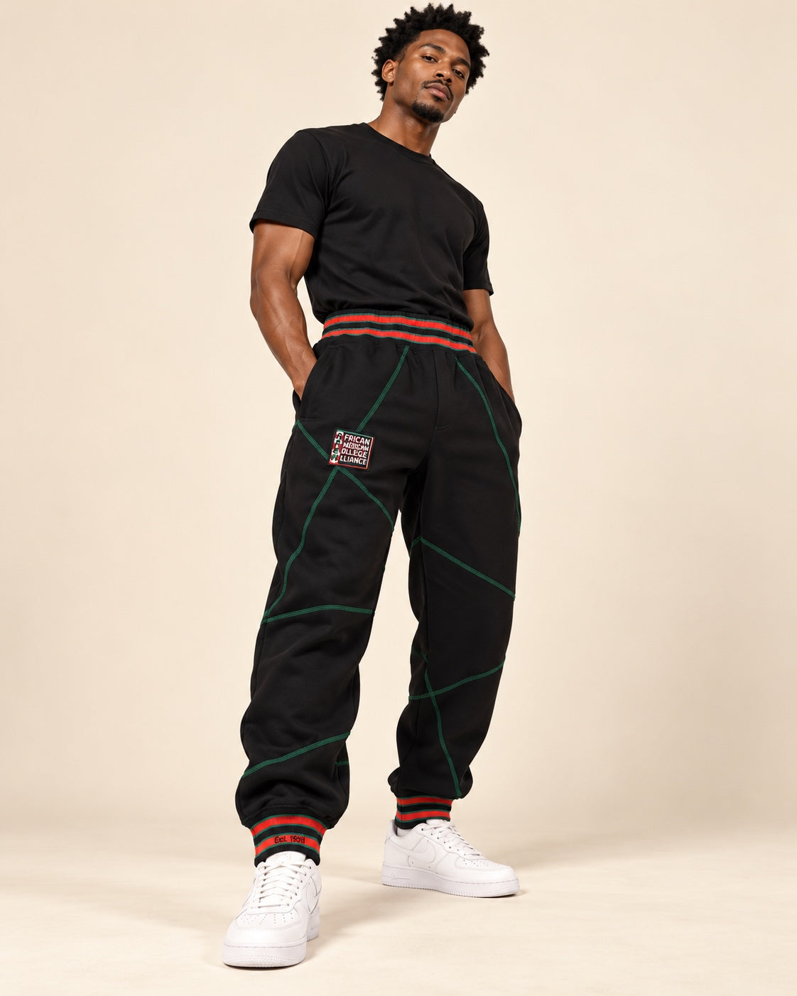 FTP Original 92 Frankenstein Stitched Sweatpants Black / Kelly Green