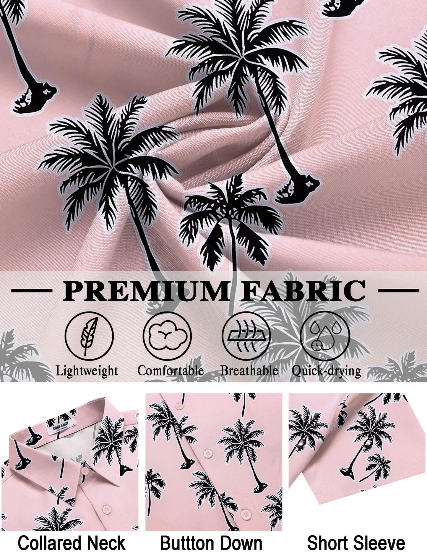 COOFANDY Mens Hawaiian Shirt Short Sleeve Floral Button Down Shirts Summer Tropical Beach Shirts