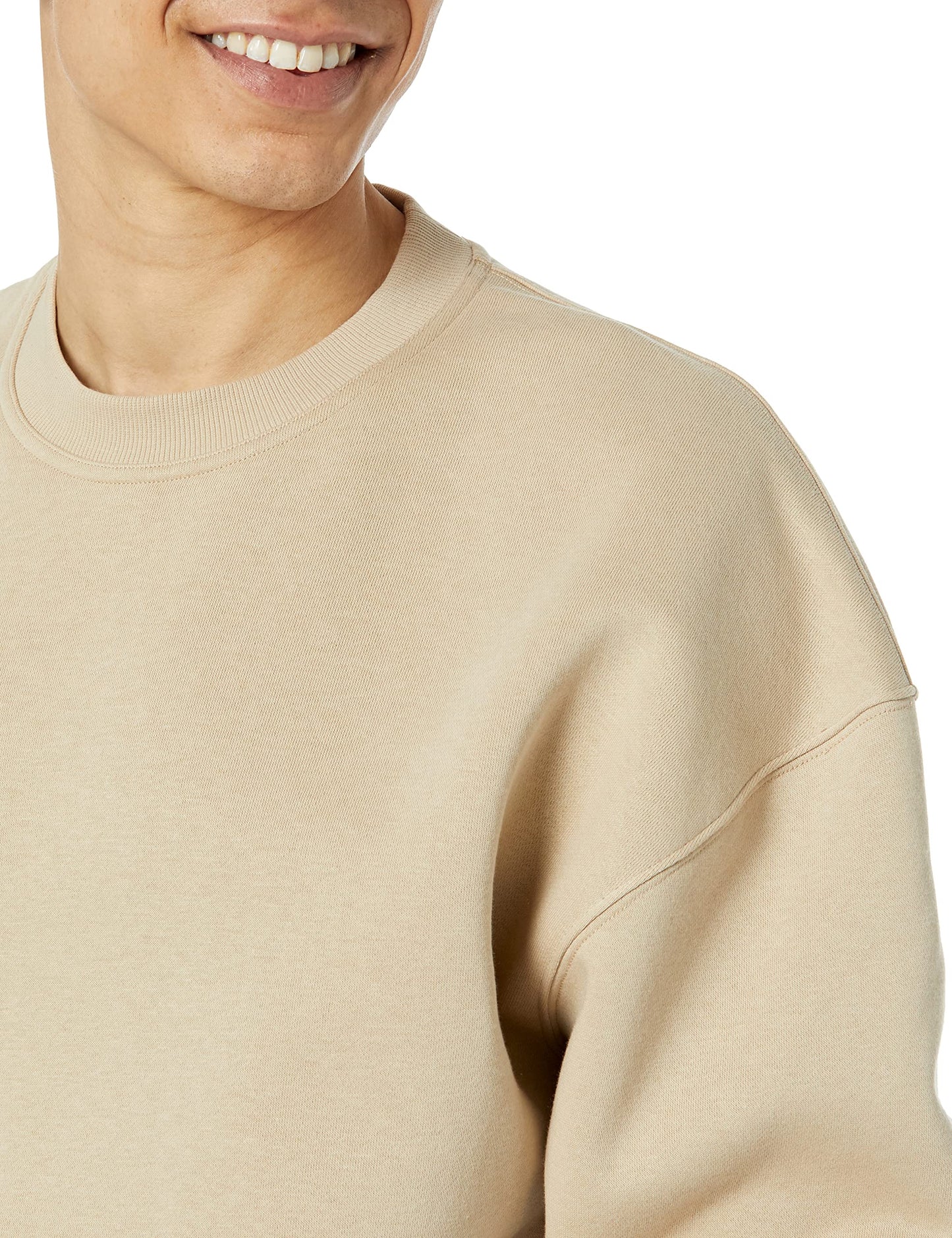 Amazon Essentials Men's Oversized-Fit Crewneck Sweatshirt (Available in Big & Tall), Tan, X-Small