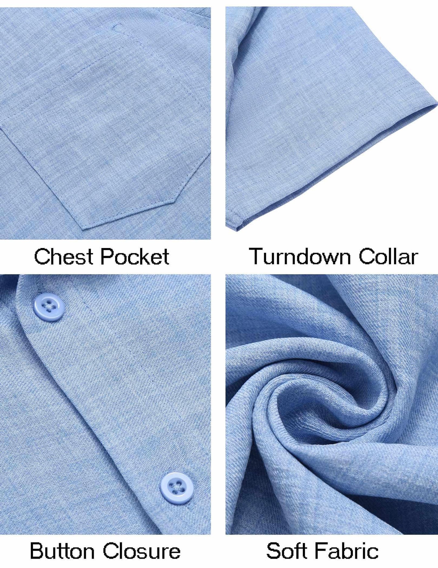 COOFANDY Mens Summer Button Down Shirts Short Sleeve Casual Summer Shirts Beach Wedding Shirts Light Blue