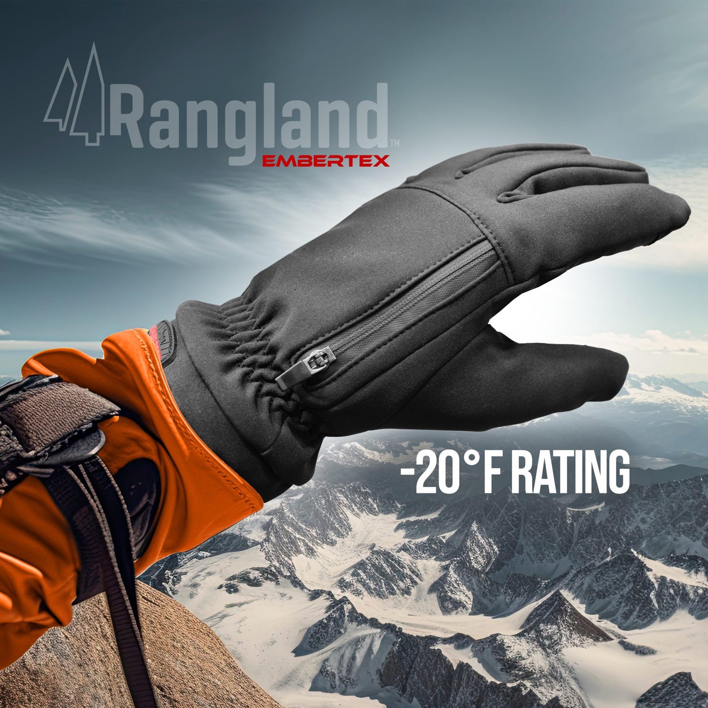 RANGLAND Heated Winter Gloves for Adults with Hand Warmer Compartment, Triple Layer Insulated (-20F) Warm Fleece Lining, Touchscreen Tips - Includes 6 EmberTex Active Hot Packets (8-Hour) Size Medium