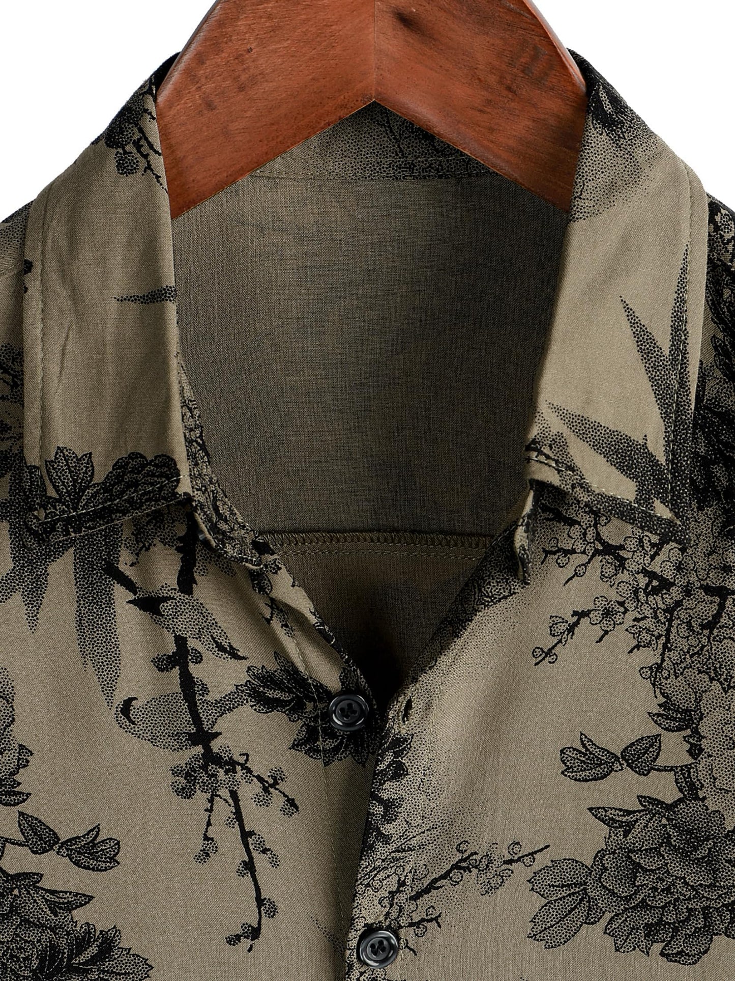 JOTOOK Mens Hawaiian Shirt Short Sleeve Button Down Tropical Shirts Casual Floral Summer Beach Shirt Vacation Shirt Large Khaki Flower