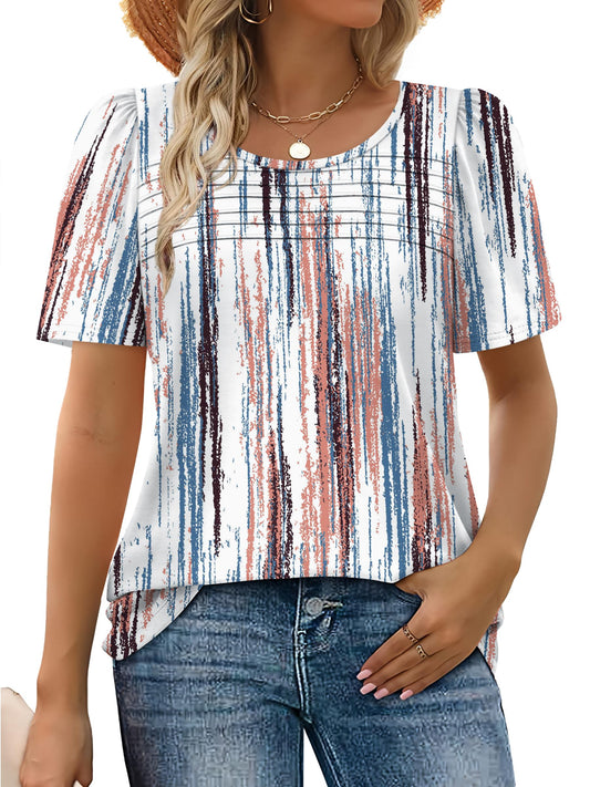 WIHOLL Summer Tops for Women Cute Spring Break Essential Date Contry Concert Outfits 2025 Dressy Casual Blouses Short Sleeve Shirts Tie Dye XL