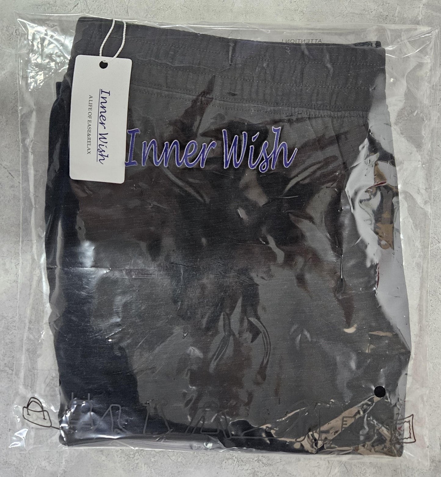 Inner Wish Men's Pajama Pant, Soft Mens Lounge Pants Sleep Bottoms with Pockets Drawstring, BLACK,L