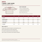 AACA tshirt size guide: garment measurements in inches