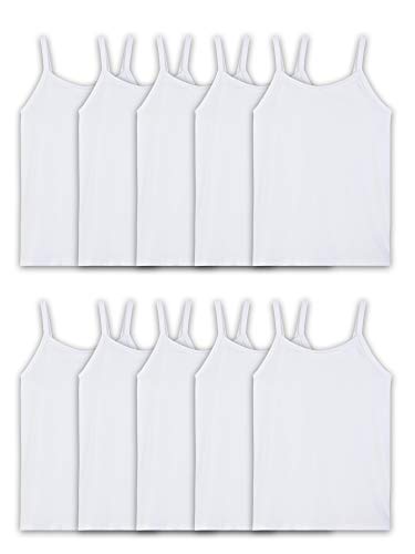 Fruit of the Loom Girls' Undershirts (Camis & Tanks), Cami-10 Pack-White, Large