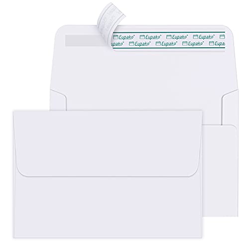 Eupako A4 White Photo Envelopes 4x6, 250 Pack Self Seal Envelopes for 4x6 Cards, Photos, Invitations, Wedding, Graduation, Baby Shower, 4.25 x 6.25 Inches