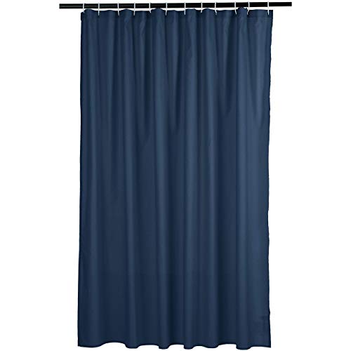 Amazon Basics Waffle Weave Shower Curtain, 72" x 72", Navy Blue