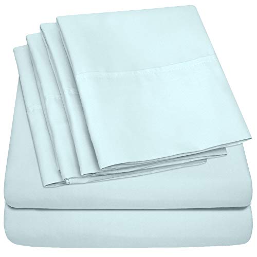 Queen Sheets Aqua - 6 Piece 1500 Supreme Collection Fine Brushed Microfiber Deep Pocket Queen Sheet Set Bedding - 2 Extra Pillow Cases, Great Value, Queen, Aqua