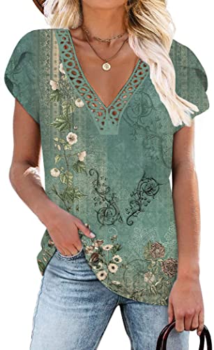 Womens Summer Dressy Tops 2023 Fashion Lace Country Shirts for Women Loose fit Cotton Casual Tshirts