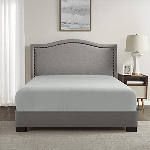 Comfort Spaces Coolmax Moisture Wicking Fitted Sheet ONLY Super Soft, Fade Resistant, All Elastic Deep Pocket Fits Up to 16" Mattress - Warm Weather Cooling Sheets for Night Sweats, Twin, Grey