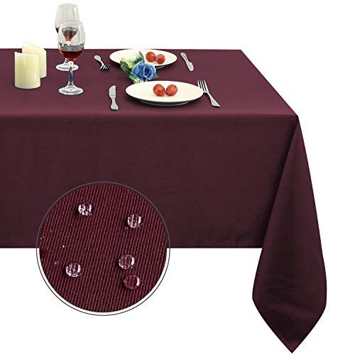Obstal 210GSM Rectangle Table Cloth - Heavy Duty Water Resistance Microfiber Tablecloth, Decorative Fabric Table Cover for Outdoor and Indoor Use (Burgundy, 60 x 84 Inch)