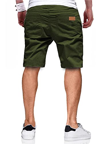 JMIERR Mens Casual Shorts - Cotton Drawstring Summer Hawaiian Beach Stretch Waist Twill Chino Dress Golf Shorts with Pockets for Men 9 Inch Inseam, US 42(3XL), S2 Green