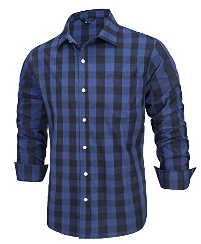 Plaid Button Down Shirts for Men Long Sleeve Shirts Casual Shirts for Men Work Shirts Flannel Shirts for Men Cotton Shirt